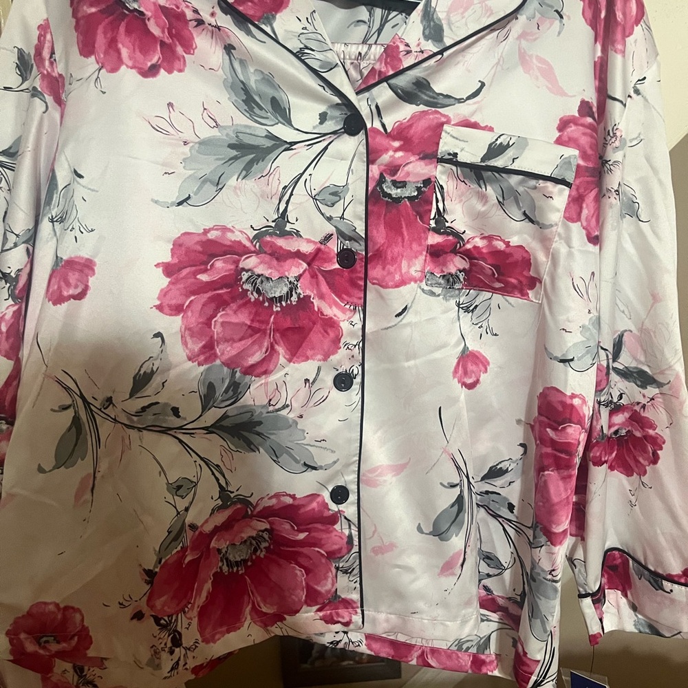 Floral Satin Pajama Top